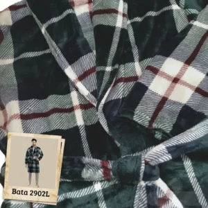 Detalle de bata de casa para hombre LIN 2902L en tejido coralina