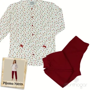 Pijama mujer invierno modelo 70057 color amapola burdeos con estampado floral