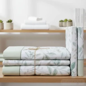 Juego de sábanas Casa Campo TEMO dobladas, diseño botánico, ropa de cama algodón poliéster