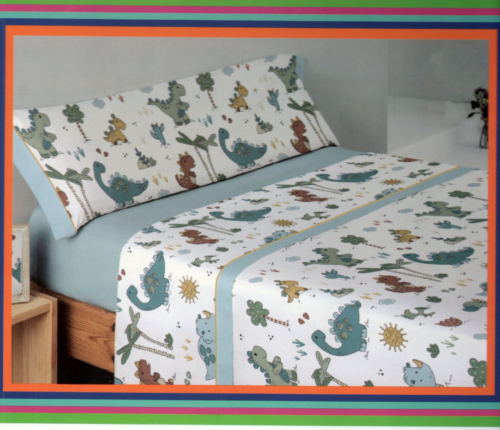 Juego de sábanas Algodón DINOSAURIOS marca Bed&Dreams