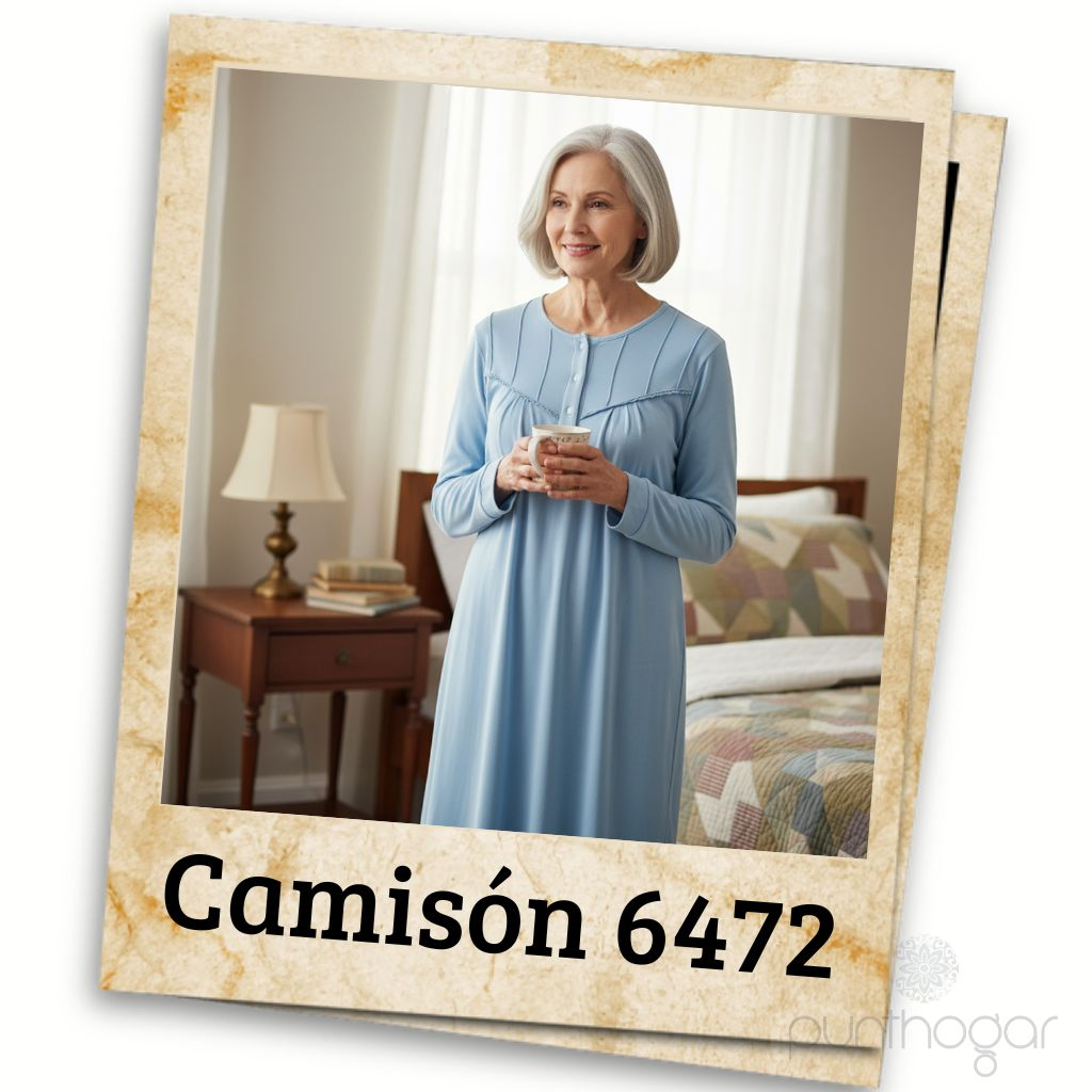 Camisón mujer clásico LIN 6472 azul claro, ideal para invierno, disponible en tallas grandes.