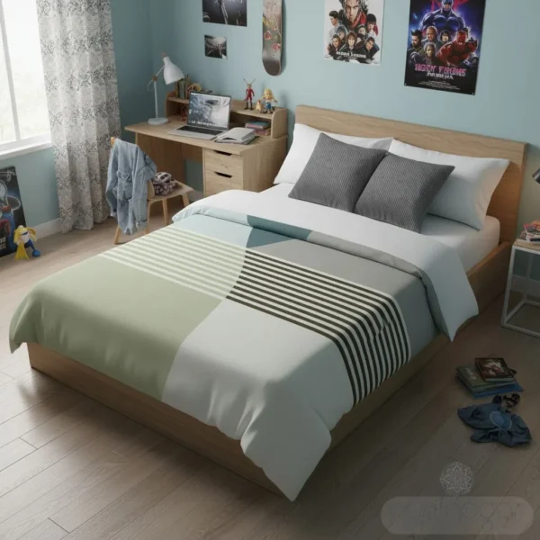 Habitación juvenil con manta cama terciopelo Manterol VIP 587. Terciopelo suave y grosor 570 gr/m² para invierno.