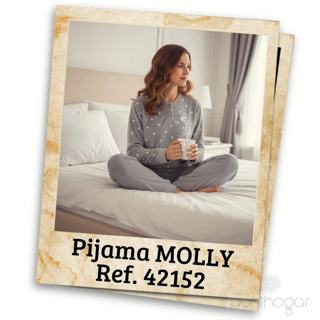 Pijama MOLLY Ref. 42152 - Pijama mujer terciopelo invierno con lunares, perfecto para relajarte en la cama | BH Textil