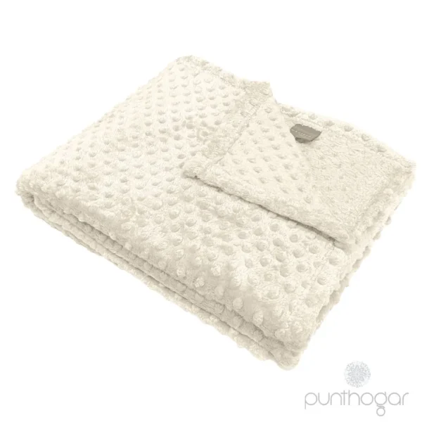 Manta sofa plaid PERLA, color marfil extrasuave